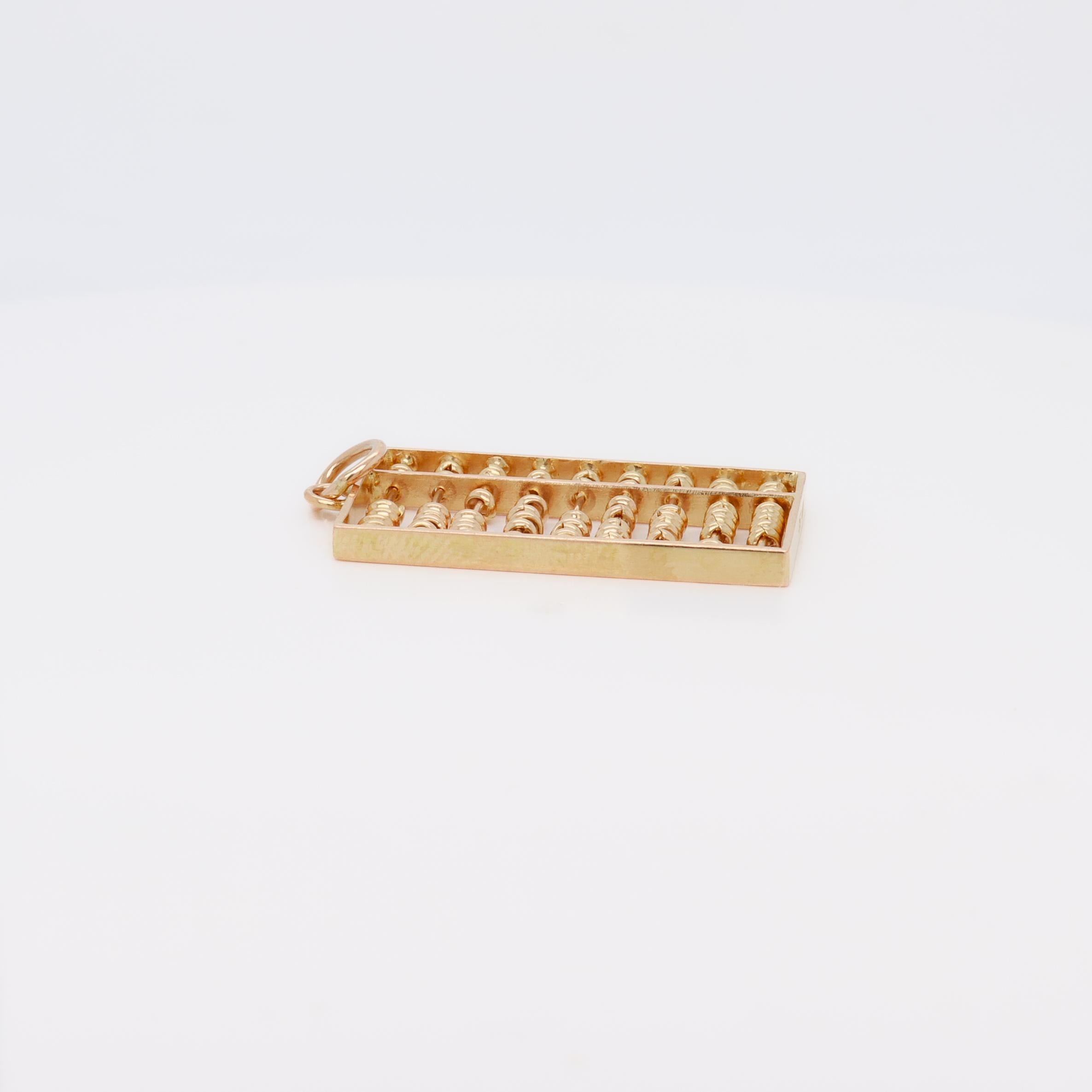 Vintage 14K Gold Abacus Charm or Pendant en venta 10