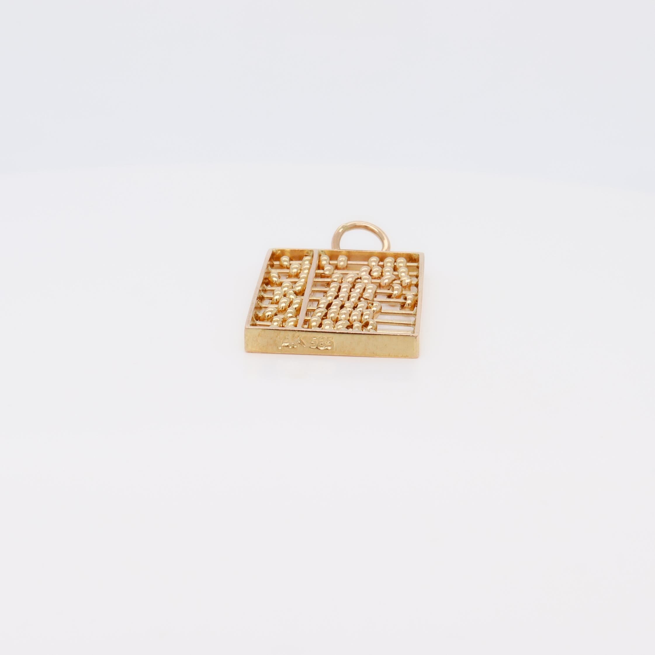 Vintage 14K Gold Abacus Charm or Pendant en venta 11