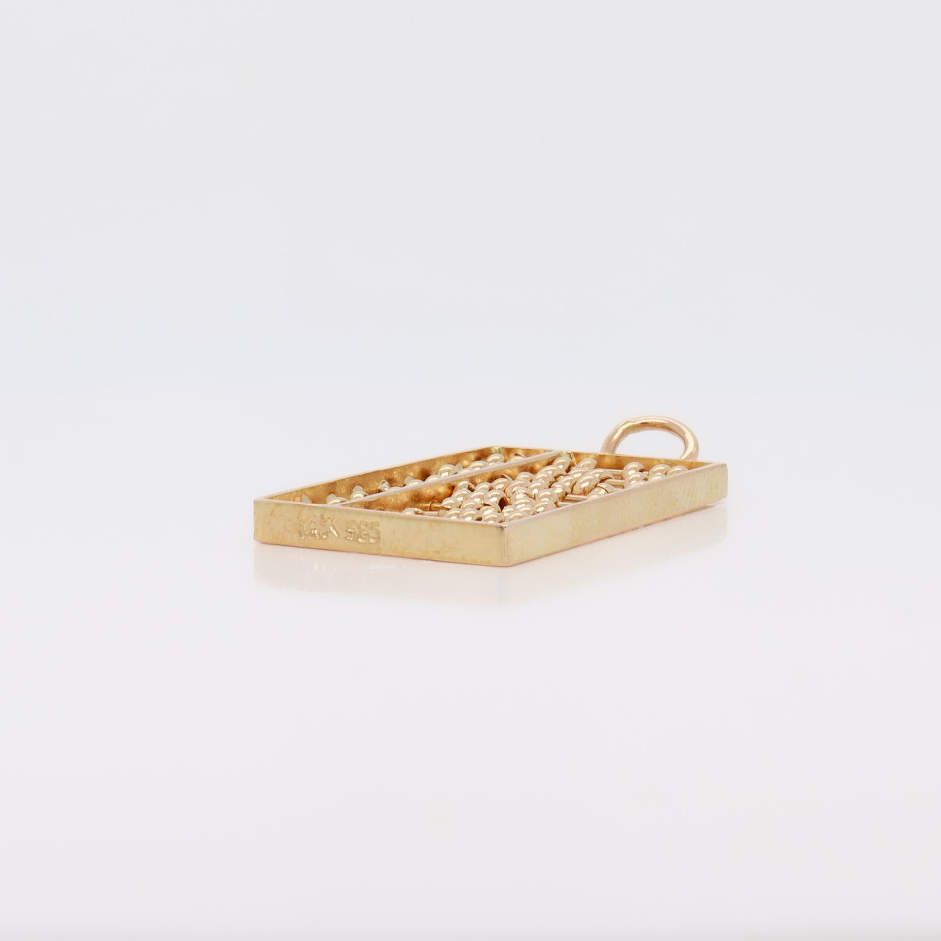 Vintage 14K Gold Abacus Charm or Pendant en venta 12