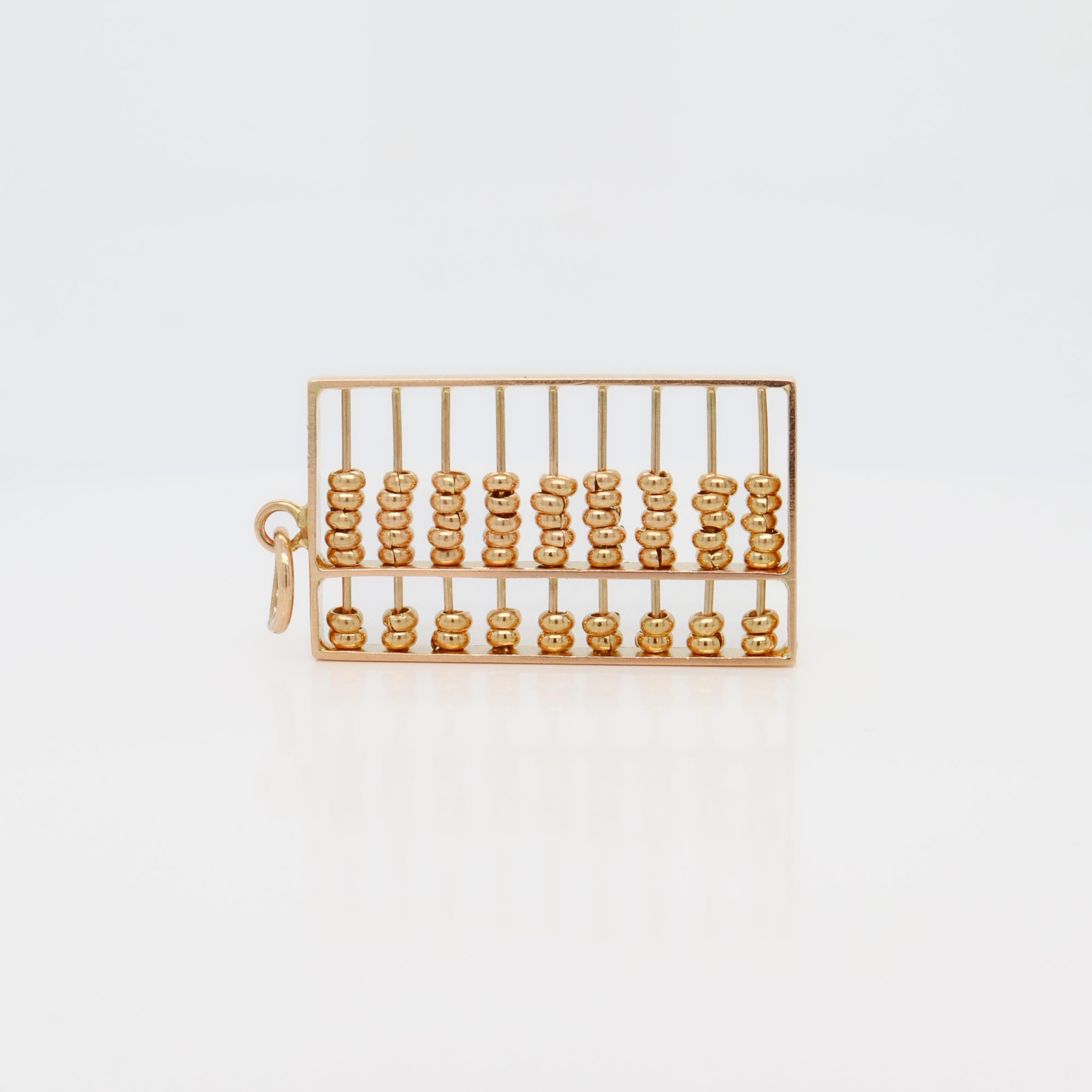 Vintage 14K Gold Abacus Charm or Pendant en venta 13