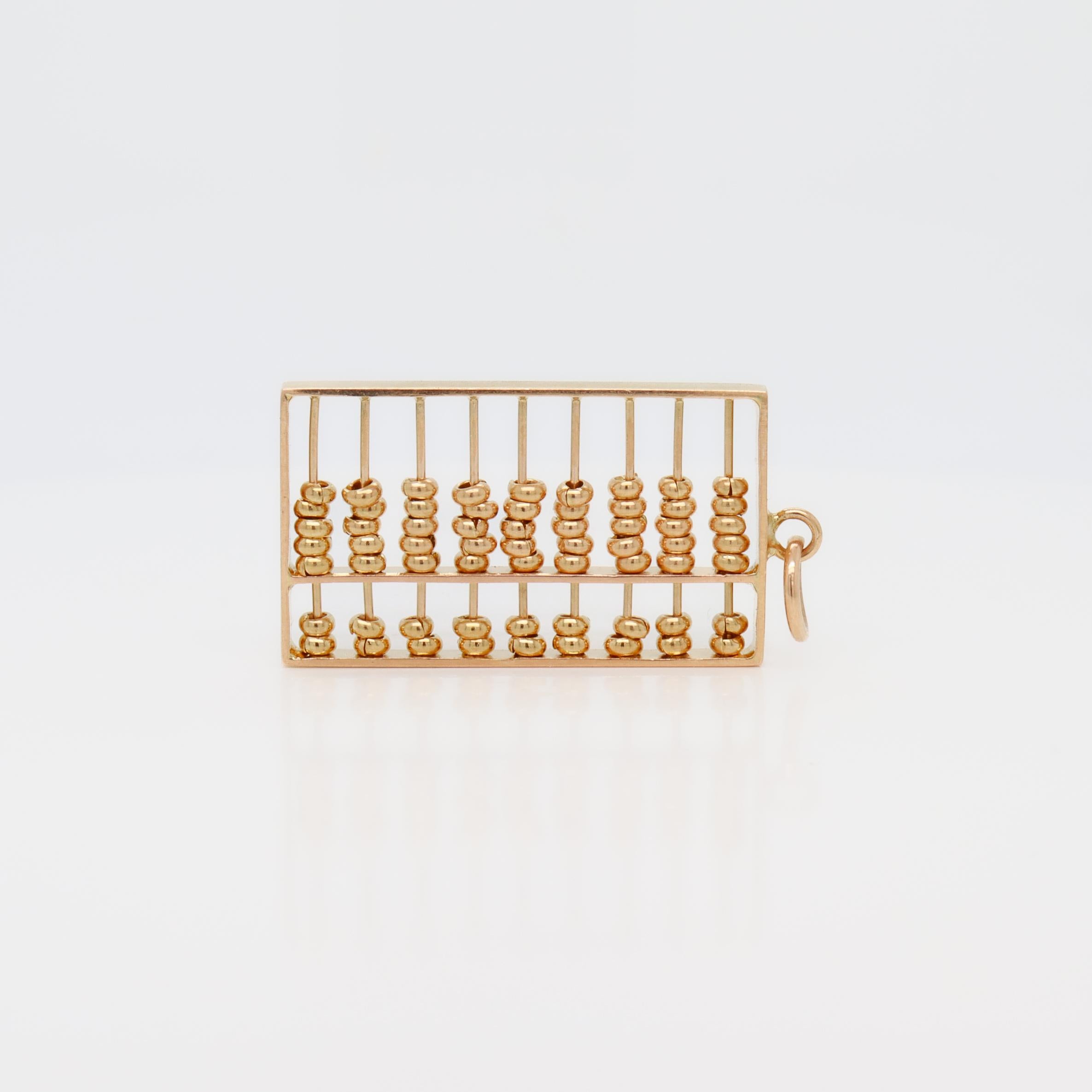 Vintage 14K Gold Abacus Charm or Pendant en venta 14