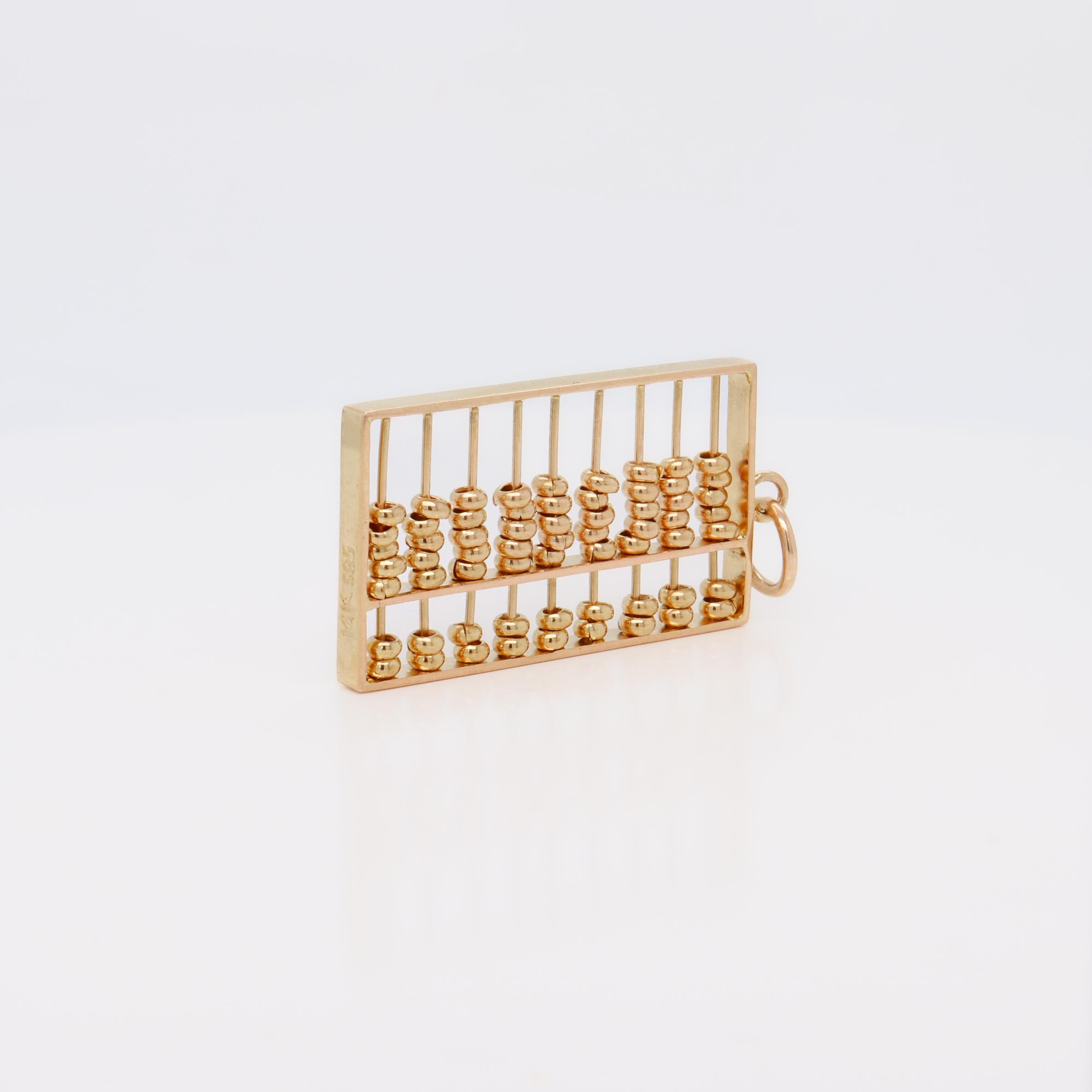 Vintage 14K Gold Abacus Charm or Pendant en venta 2