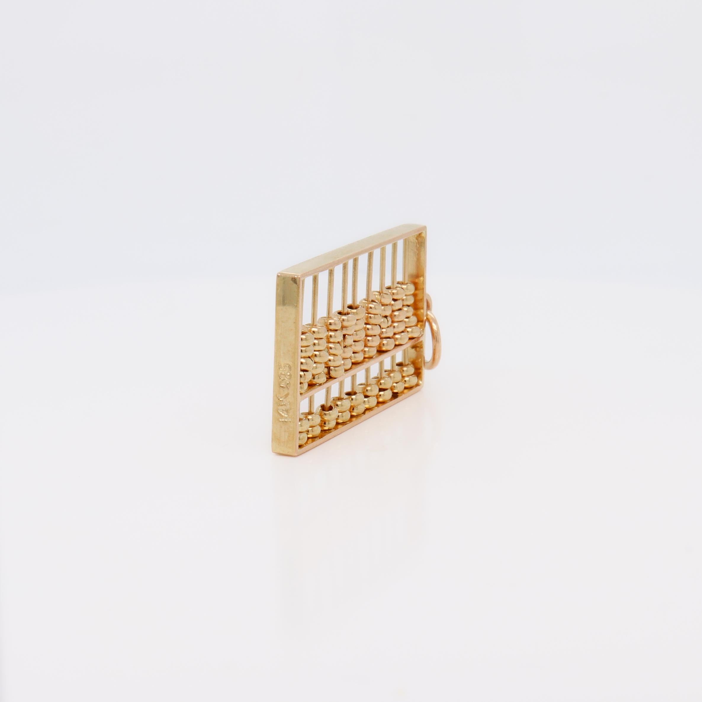 Vintage 14K Gold Abacus Charm or Pendant en venta 3