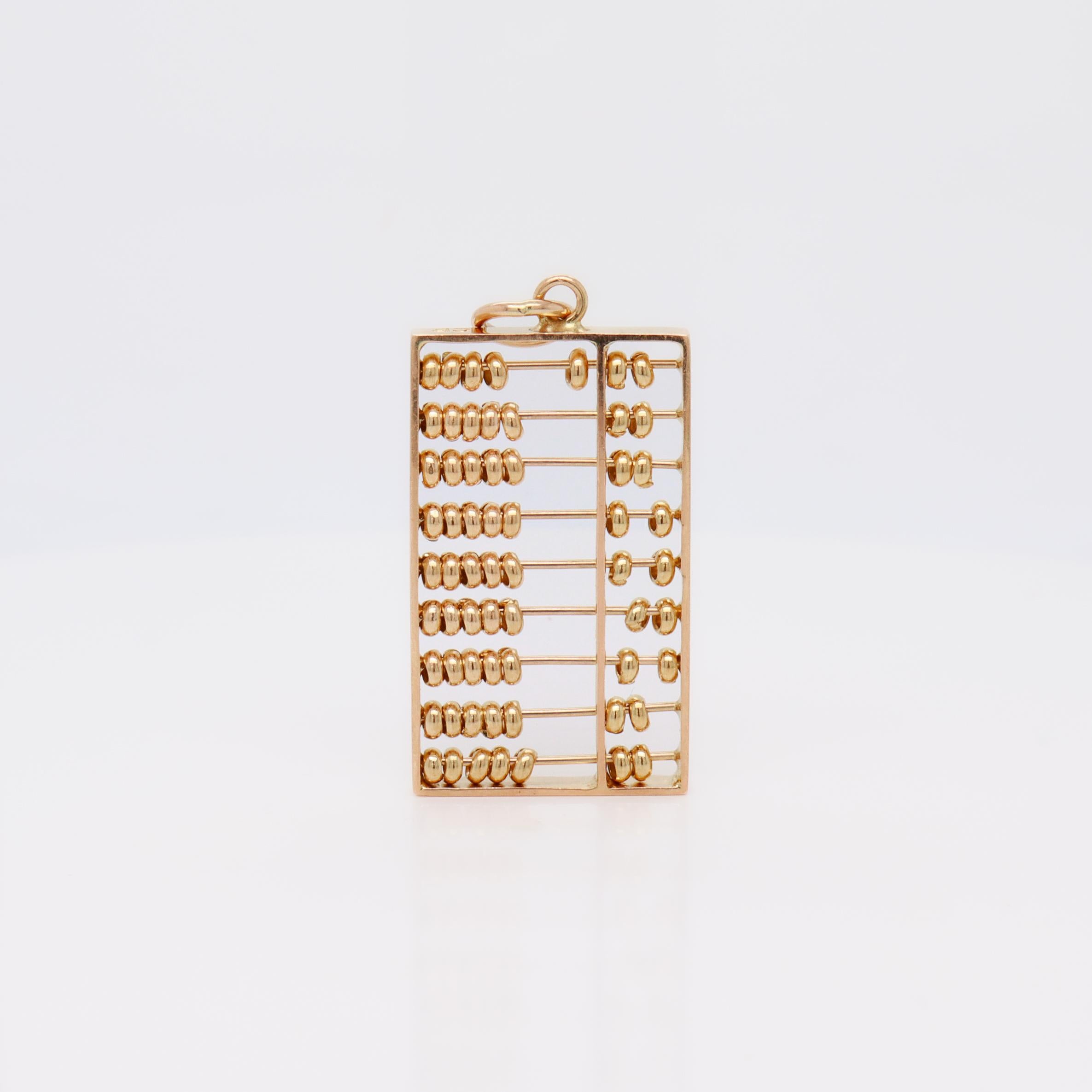 Vintage 14K Gold Abacus Charm or Pendant en venta 4