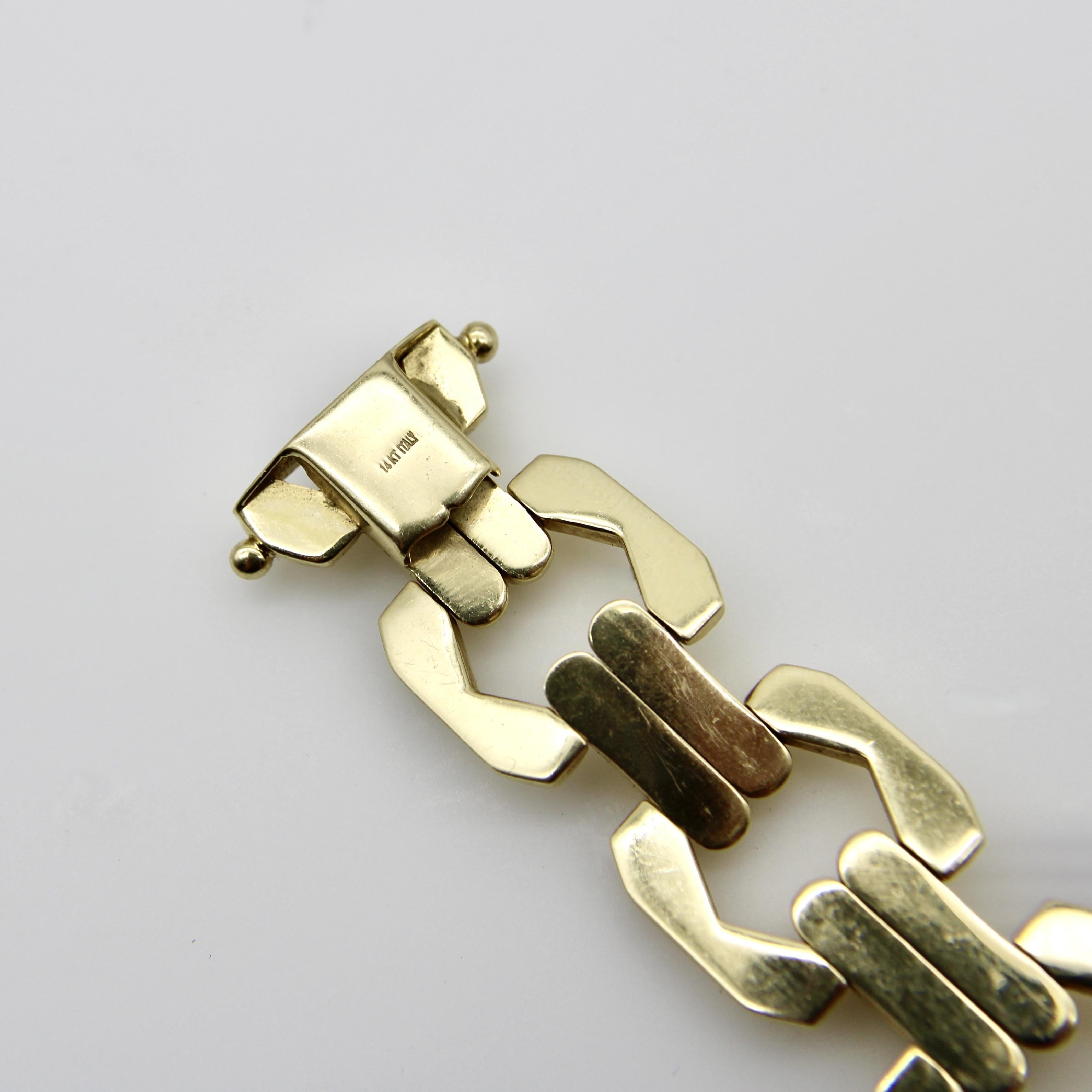 Vintage 14k Gold Alternating Link Bracelet en vente 2