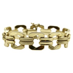 Pulsera vintage de eslabones alternos de oro de 14k