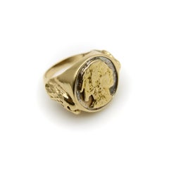 Vintage 14K Gold American Indian Portrait Buffalo Nickel Ring