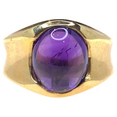 Vintage 14K Gold Amethyst Cabochon Ring