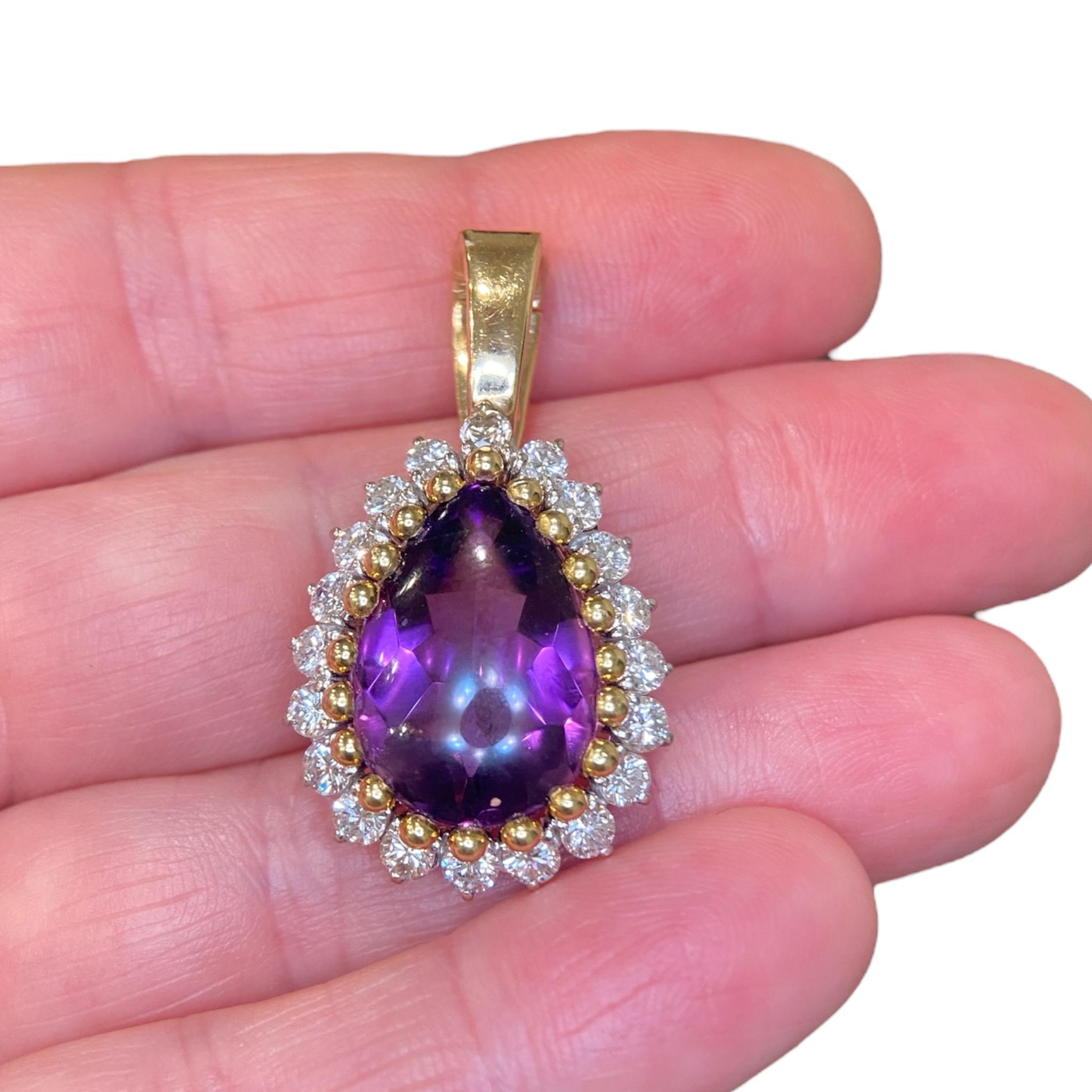 Vintage 14K Gold Amethyst & Diamant-Anhänger Enhancer im Angebot 4