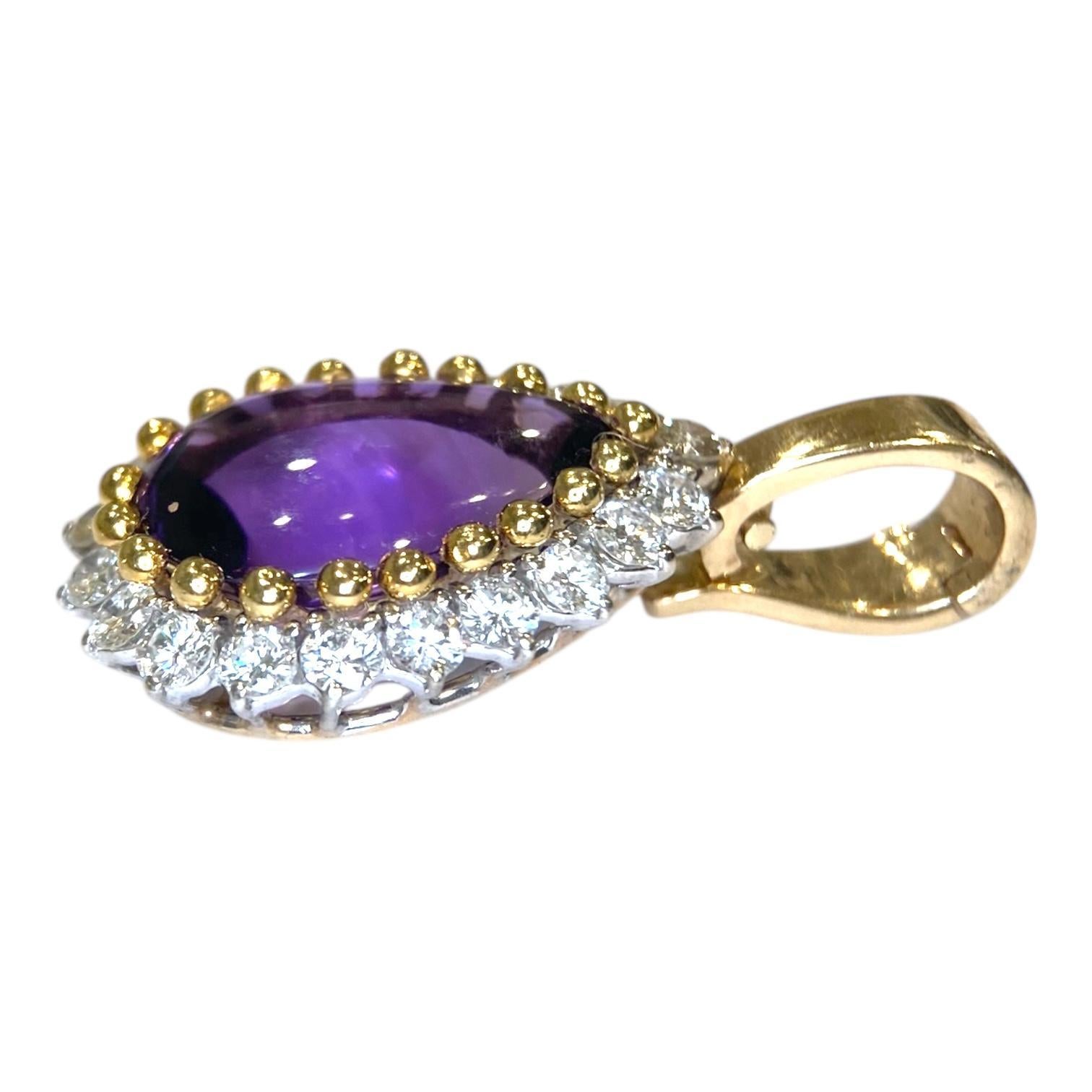 Vintage 14K Gold Amethyst & Diamant-Anhänger Enhancer (Zeitgenössisch) im Angebot