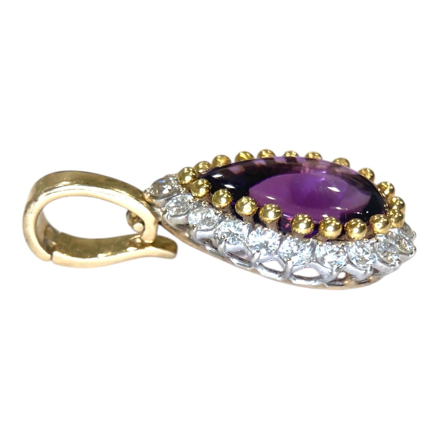 Vintage 14K Gold Amethyst & Diamant-Anhänger Enhancer im Zustand „Gut“ im Angebot in Henderson, NV