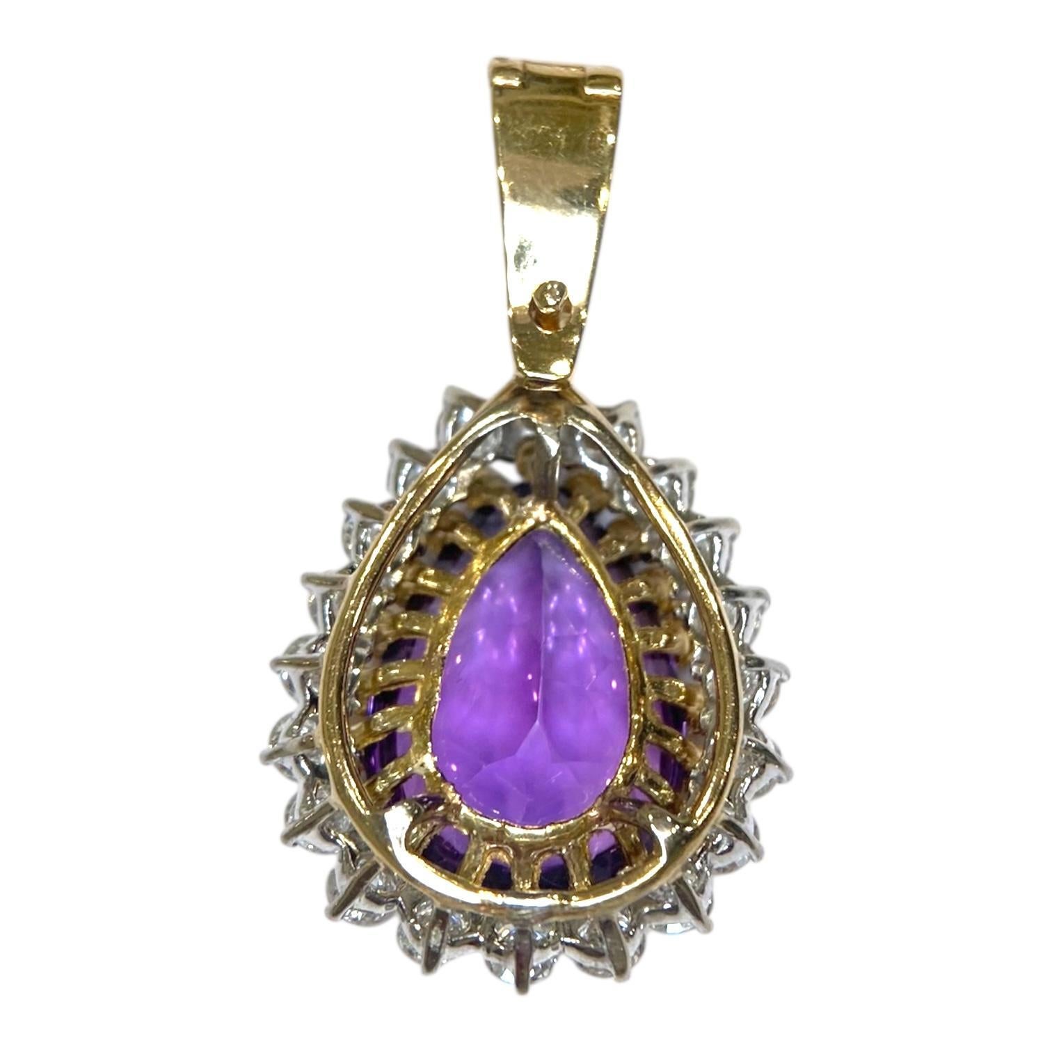 Vintage 14K Gold Amethyst & Diamant-Anhänger Enhancer im Angebot 1