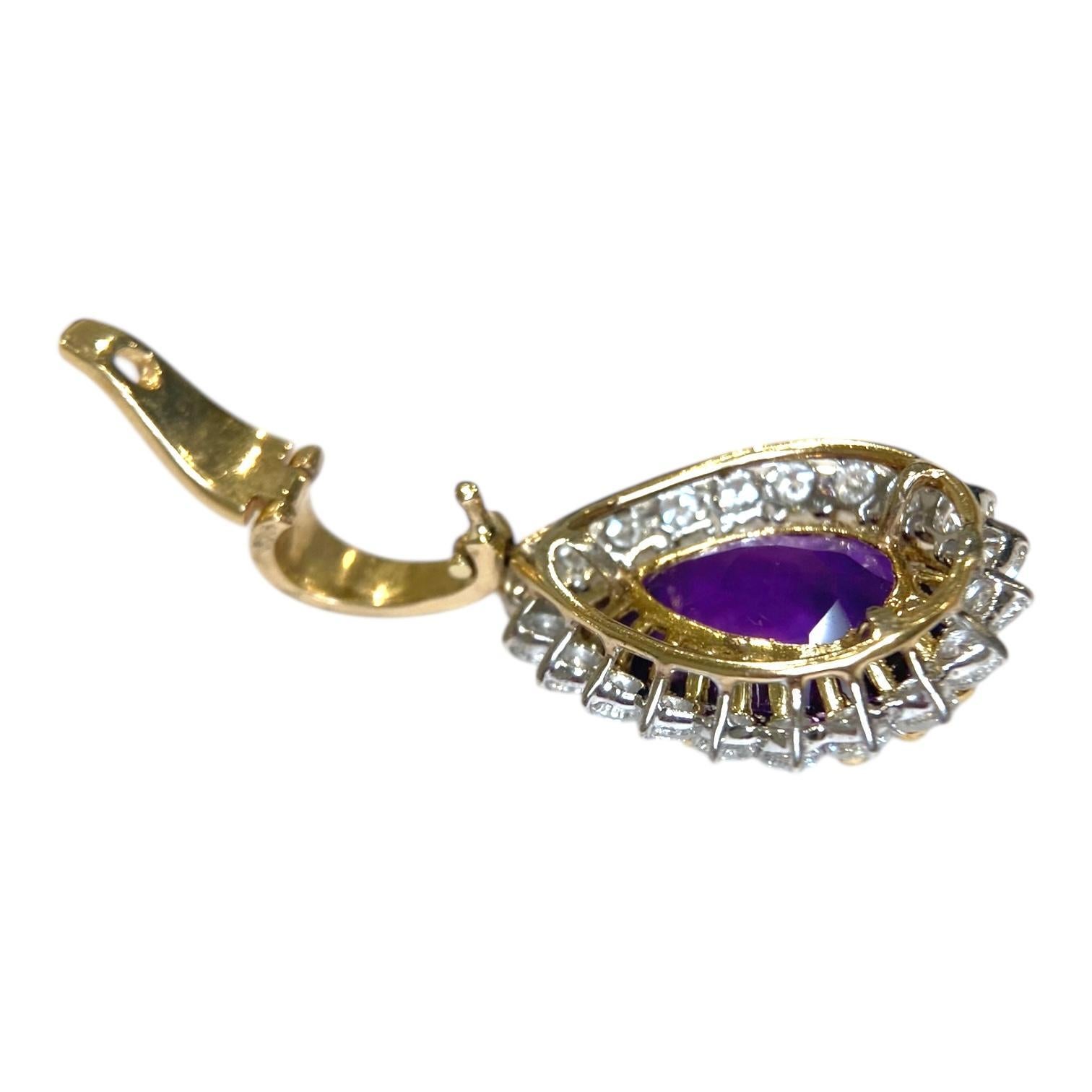 Vintage 14K Gold Amethyst & Diamant-Anhänger Enhancer im Angebot 2