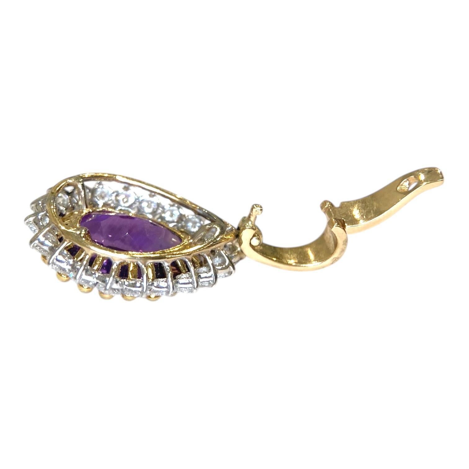 Vintage 14K Gold Amethyst & Diamant-Anhänger Enhancer im Angebot 3