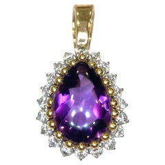 Vintage 14K Gold Amethyst & Diamant-Anhänger Enhancer