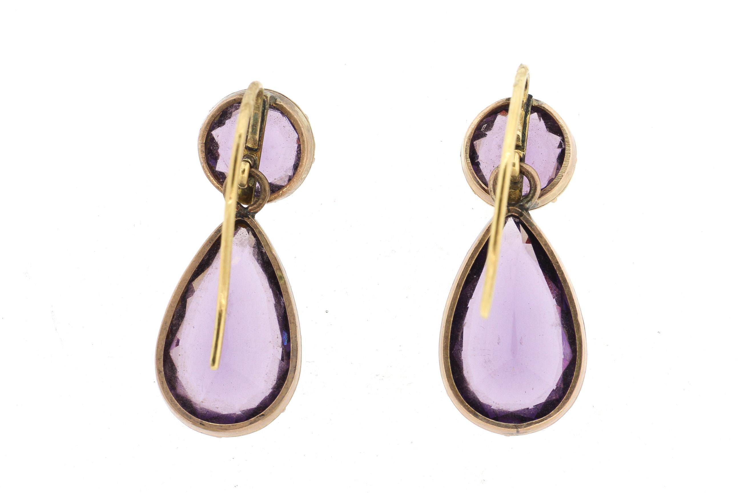 14 Karat Gold Amethyst-Tropfen-Ohrringe (Tropfenschliff)