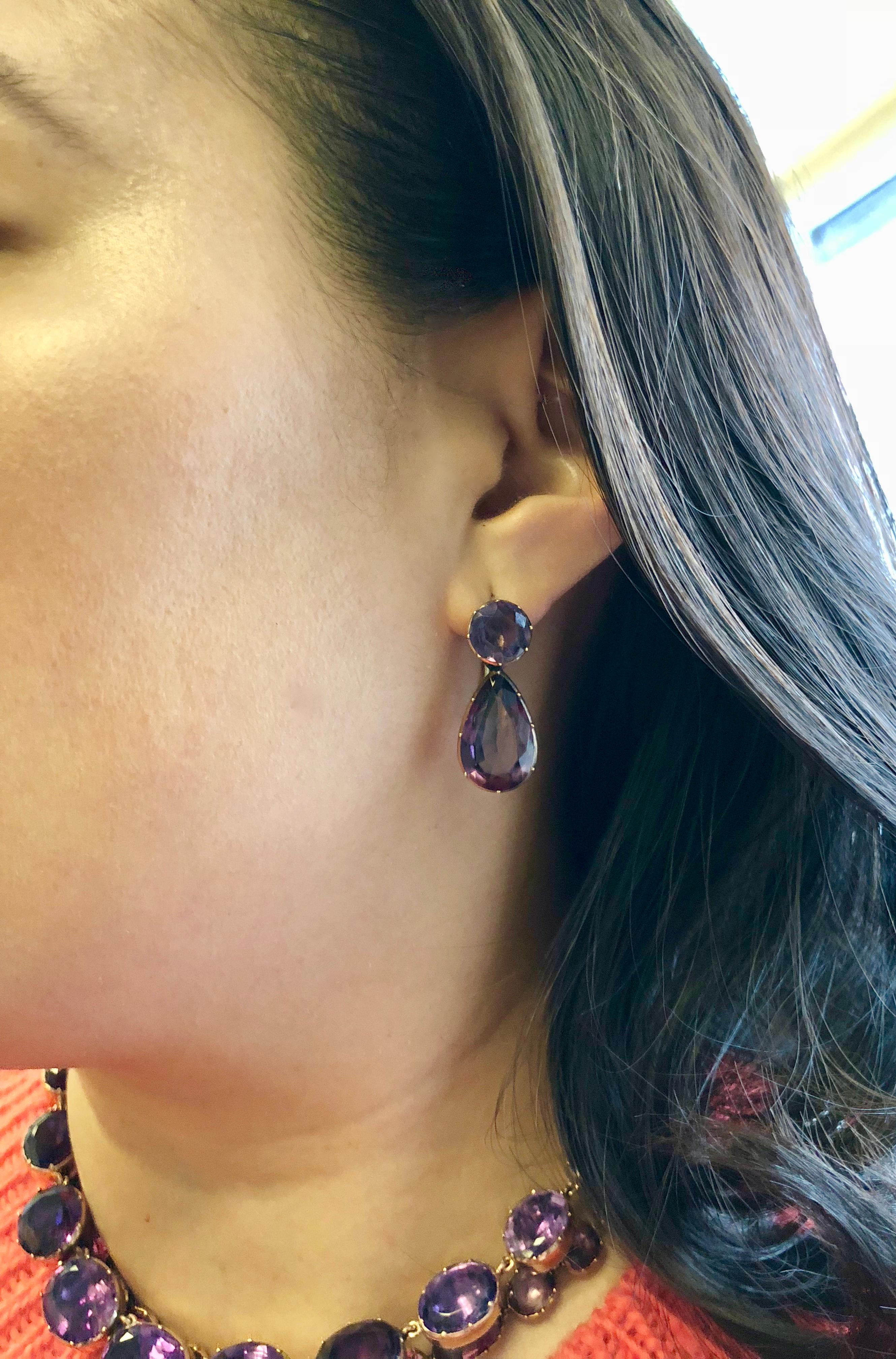 14 Karat Gold Amethyst-Tropfen-Ohrringe Damen