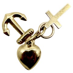 Vintage 14K Gold Anchor, Heart, and Cross Love Hope, Faith Charm (Small)