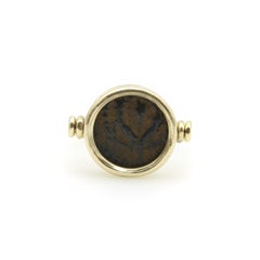 Vintage 14K Gold Ancient Coin Flip Ring