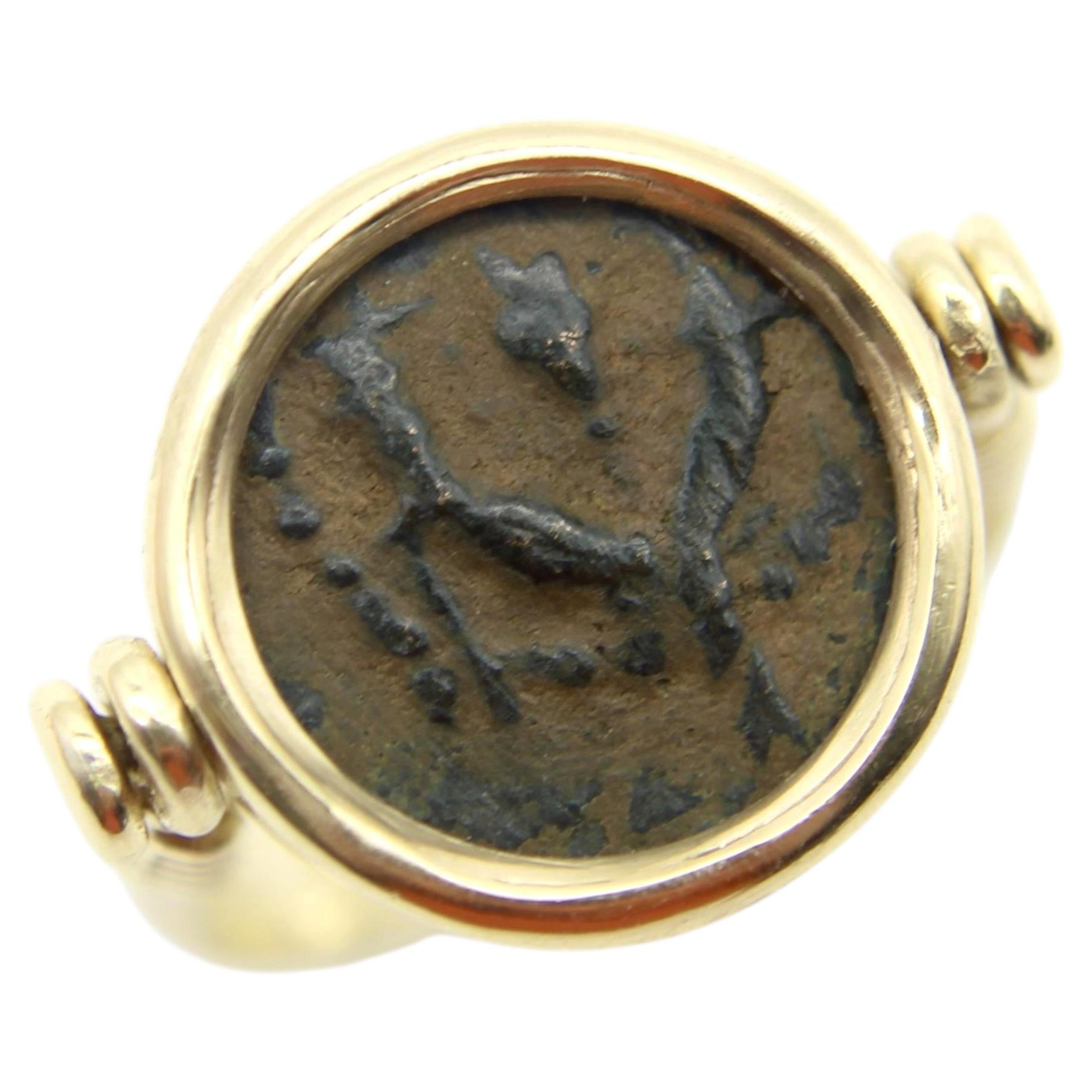 Vintage 14K Gold Ancient Coin Flip Ring