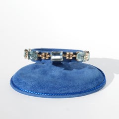 Bracelet vintage en or 14K et aigue-marine réalisé dans les années 1950