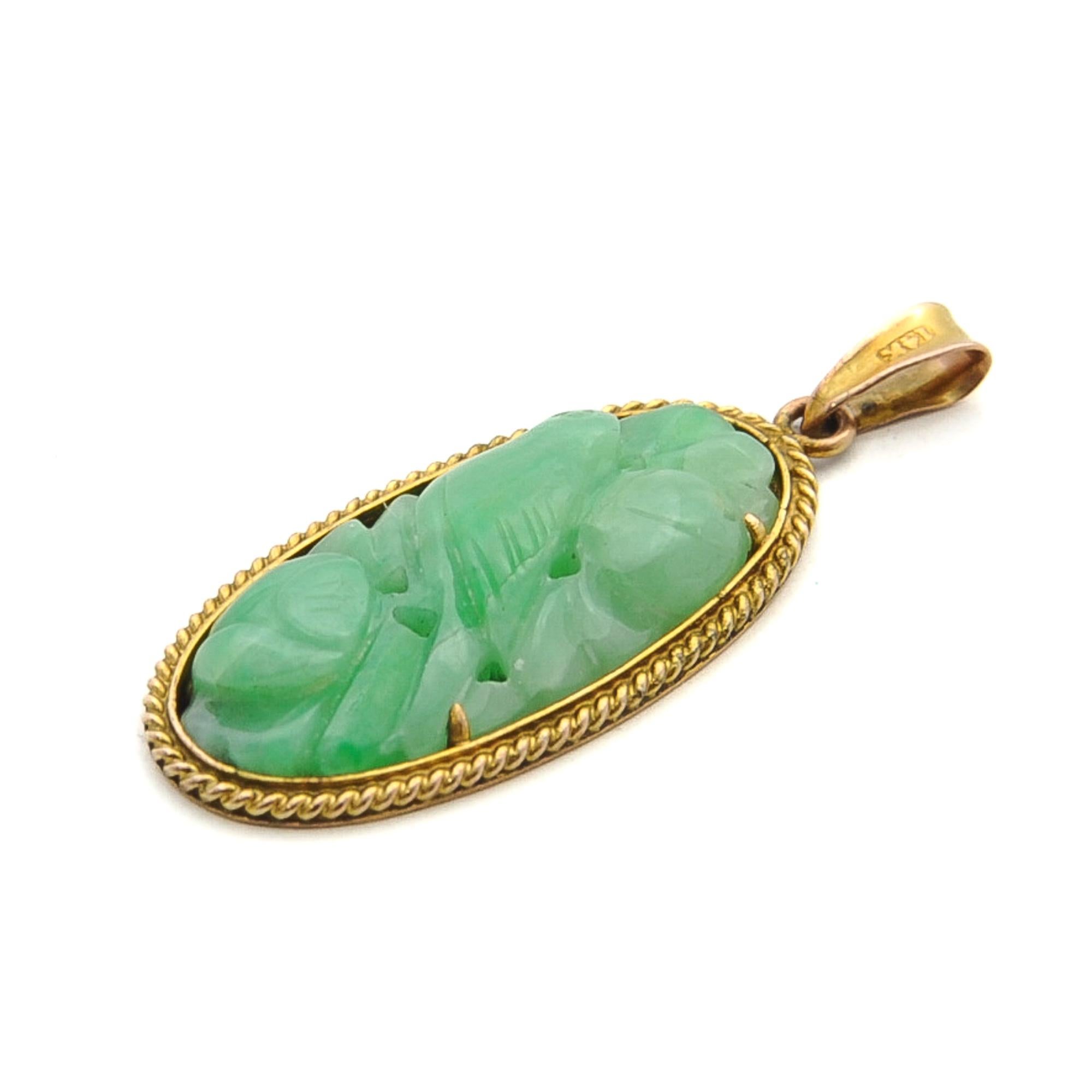 vintage carved jade pendant