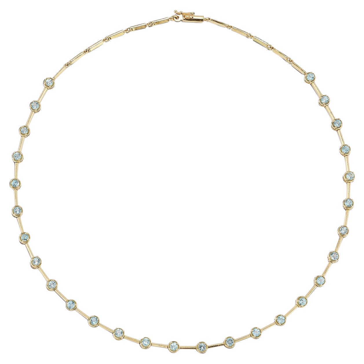 Catena vintage in oro 14k e Topazio Blu con castone incastonato per la collana Station