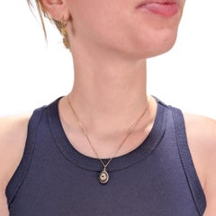 Vintage 14K Gold and Blue & White Enamel Figural Russian Style Egg Charm Pendant