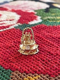Vintage 14k Gold and Diamond Bride and Groom Wedding Cake Topper Charm