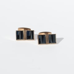 Vintage 14K Gold and Hematite Cufflinks by Kaisaniemen Kello ja Kulta Made 1962