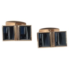 Vintage 14K Gold and Hematite Cufflinks by Kaisaniemen Kello ja Kulta Made 1962