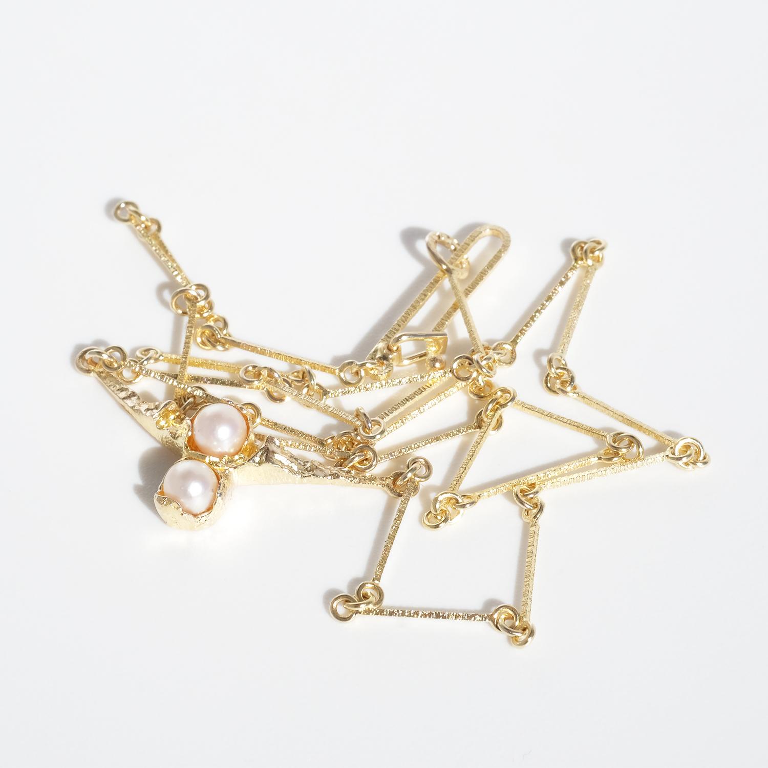 Vintage 14K Gold and Pearl Necklace by Björn Weckström Made 1983 In Good Condition For Sale In Stockholm, SE