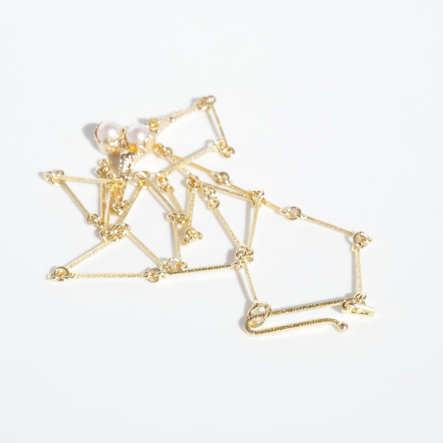 Women's or Men's Vintage 14K Gold and Pearl Necklace by Björn Weckström Made 1983 For Sale