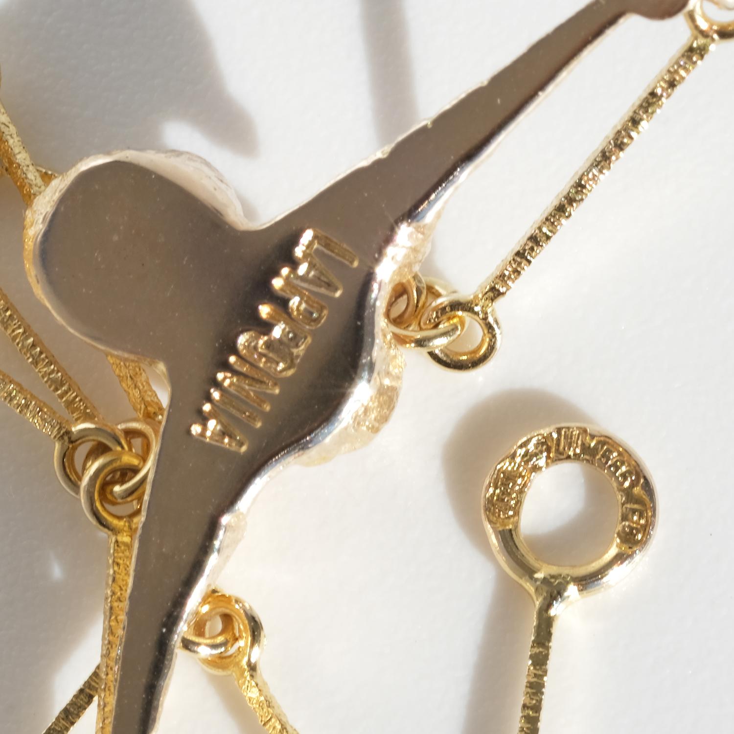 Vintage 14K Gold and Pearl Necklace by Björn Weckström Made 1983 For Sale 3