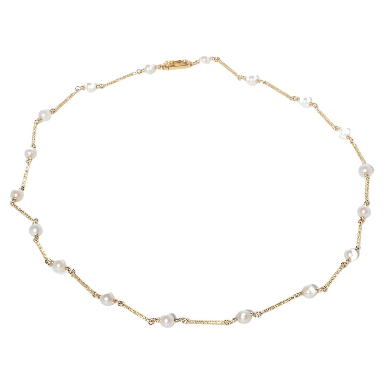 Collier vintage en or 14 carats et perles, fabriqué l'année 1968 par Konstantin Buchert
