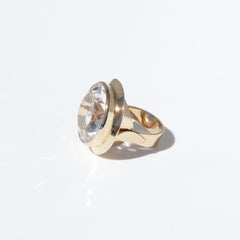 Vintage 14K Gold and Rock Crystal Ring by Risto Kinanen Made 1965