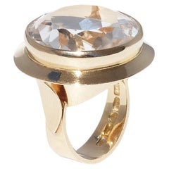 Bague vintage en or 14K et cristal de roche par Risto Kinanen faite en 1965