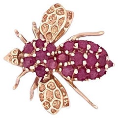Vintage 14K Gold and Ruby Bee Brooch