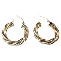 Vintage 14K Gold and Sterling Silver Hoop Earrings
