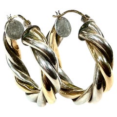Vintage 14K Gold and Sterling Silver Hoop Earrings