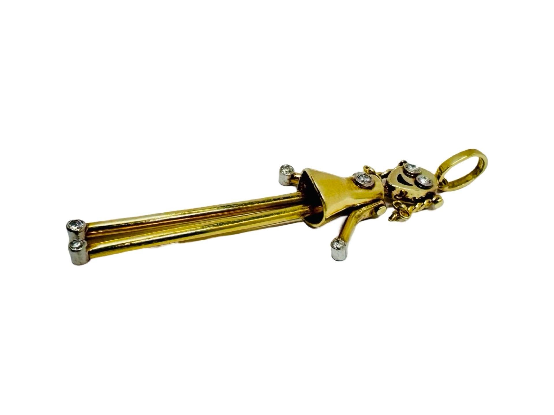 Pendentif vintage en or 14K représentant une fille articulée avec 7 diamants - Kinetic Design, 2 Unisexe en vente