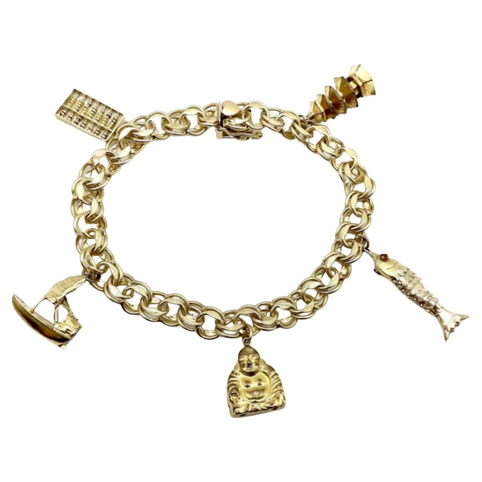 Vintage Charm Gold Bracelet at 1stDibs