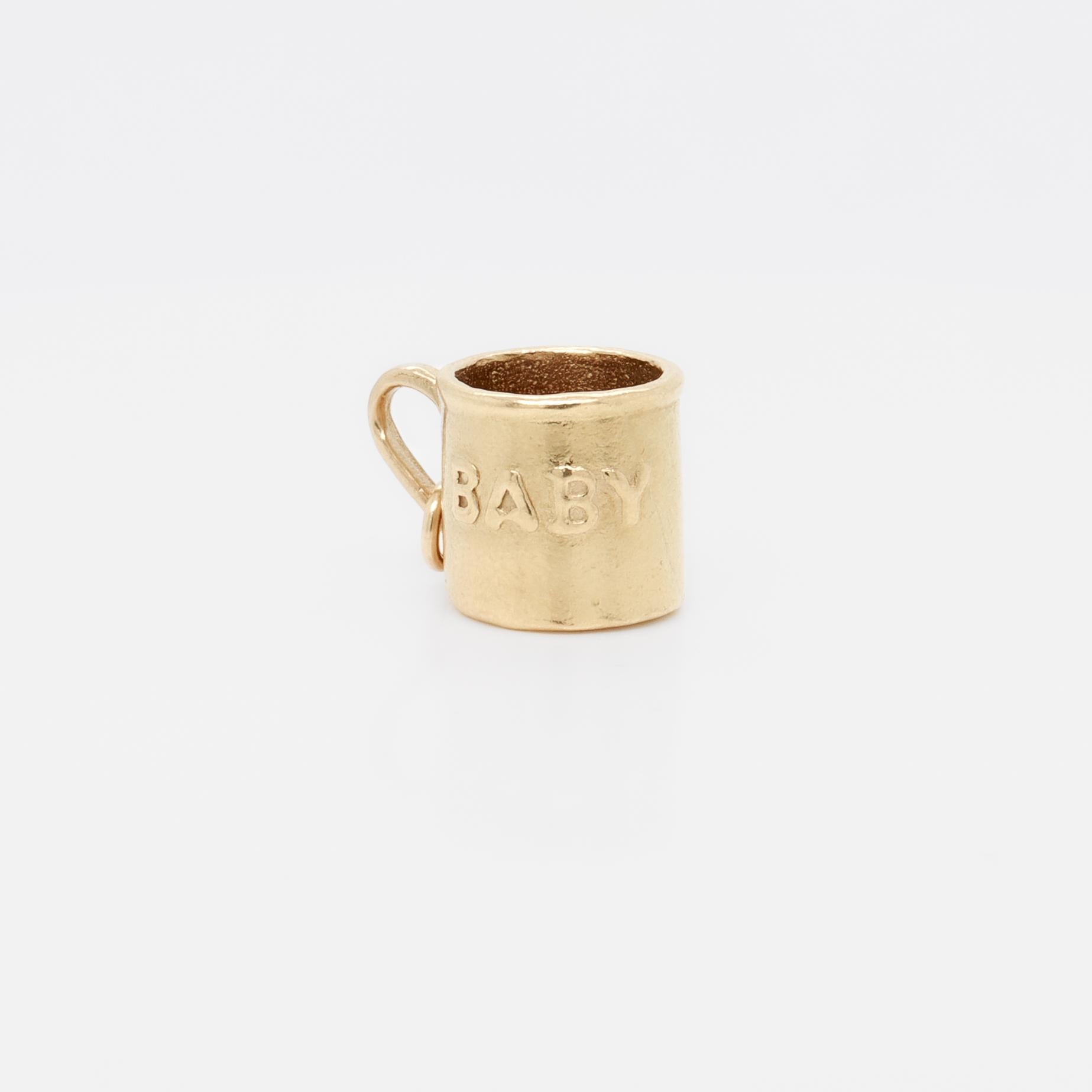 Women's or Men's Vintage 14K Gold Baby Mug Charm for a Bracelet For Sale
