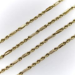 Vintage 14K Gold Bar Link and Rope Chain