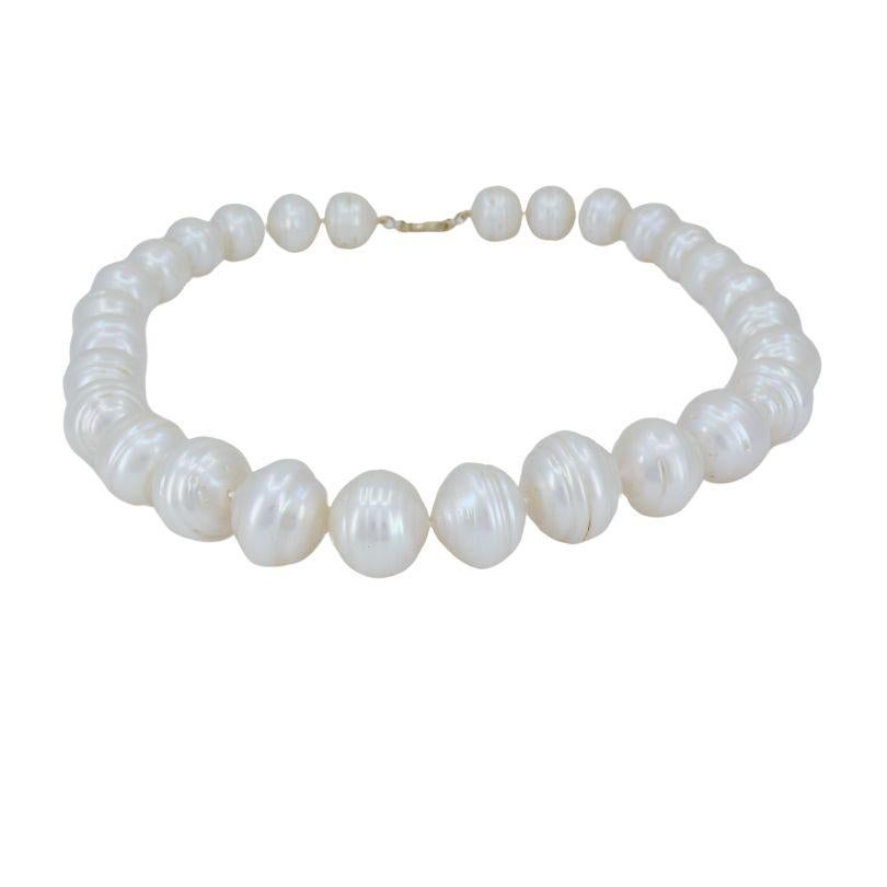 Ball Cut Vintage 14k Gold Baroque Cultured Pearl Necklace For Sale