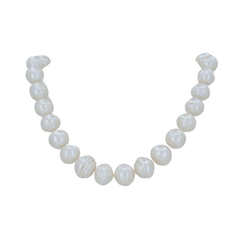 Vintage 14k Gold Baroque Cultured Pearl Necklace For Sale 1