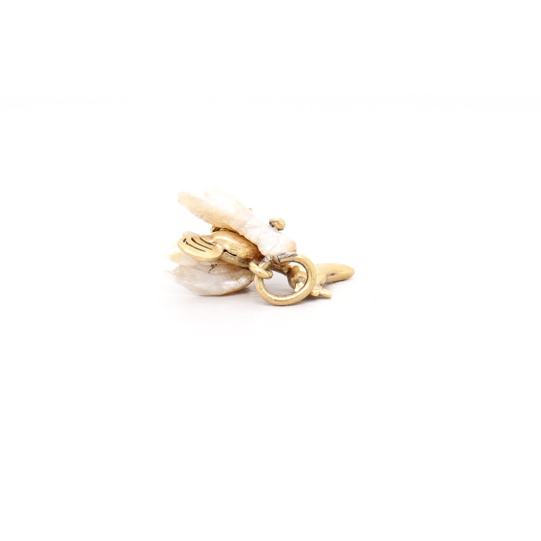 Vintage 14K Gold & Baroque Pearl Figural Duck Charm for a Bracelet en vente 7