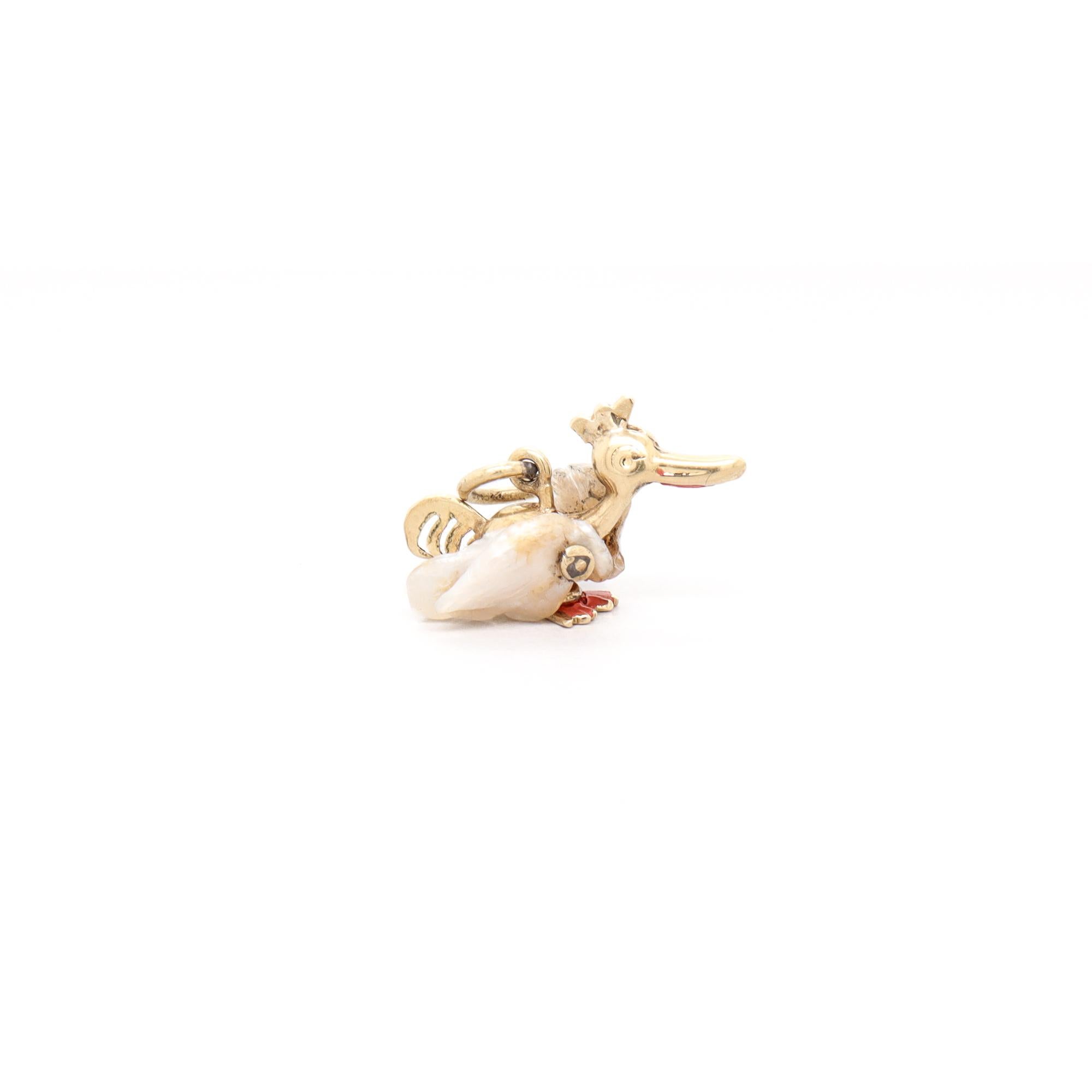 Vintage 14K Gold & Baroque Pearl Figural Duck Charm for a Bracelet en vente 3