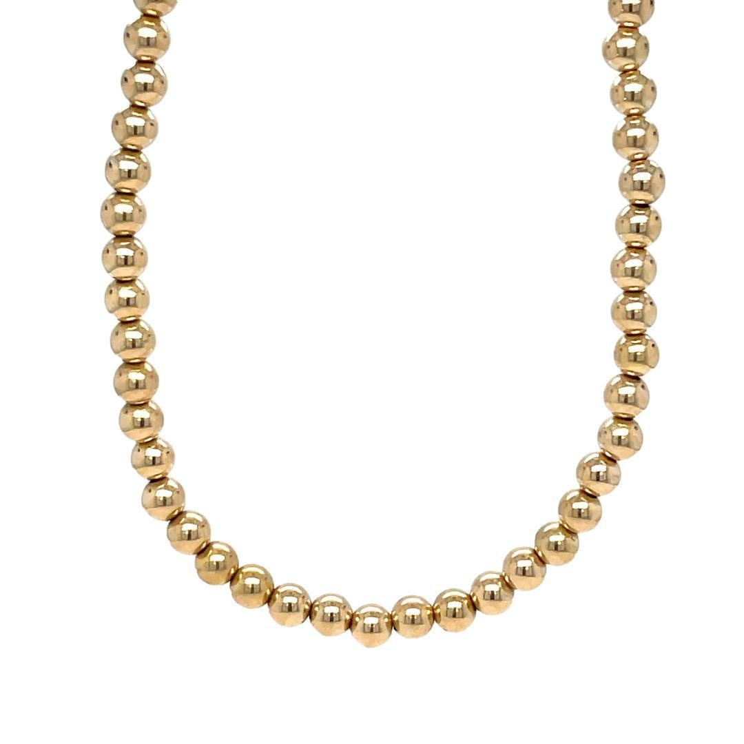 Retro Vintage 14k Gold Bead Necklace 14 inches For Sale