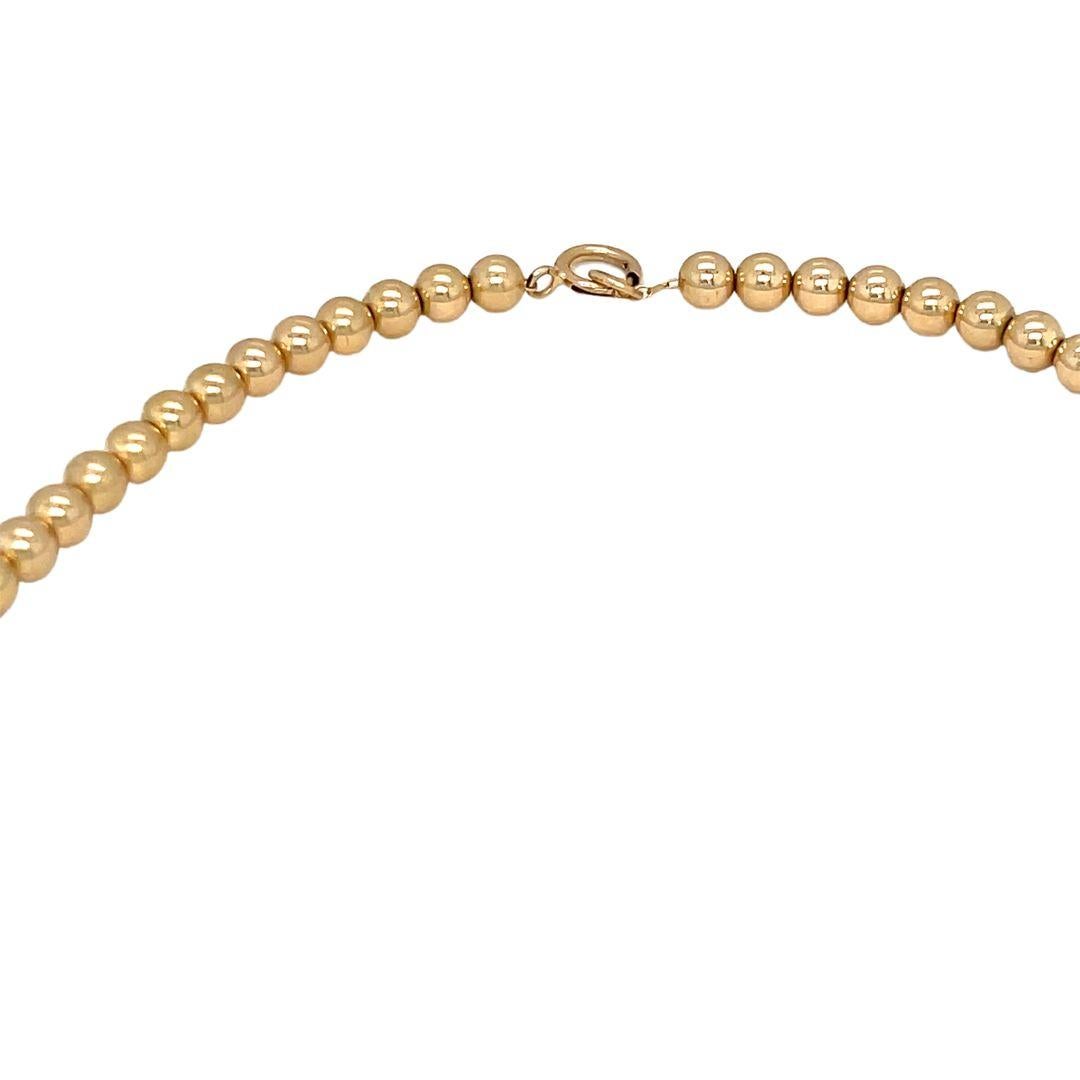 Vintage 14k Gold Bead Necklace 14 inches In Excellent Condition For Sale In beverly hills, CA
